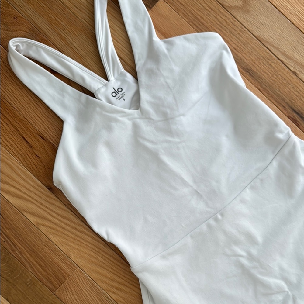 ALO Yoga White Sleeveless Tennis Dress